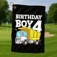 Birthday 4 Four Construction Truck 4th Birthday (1) Golf Towel thumb 1