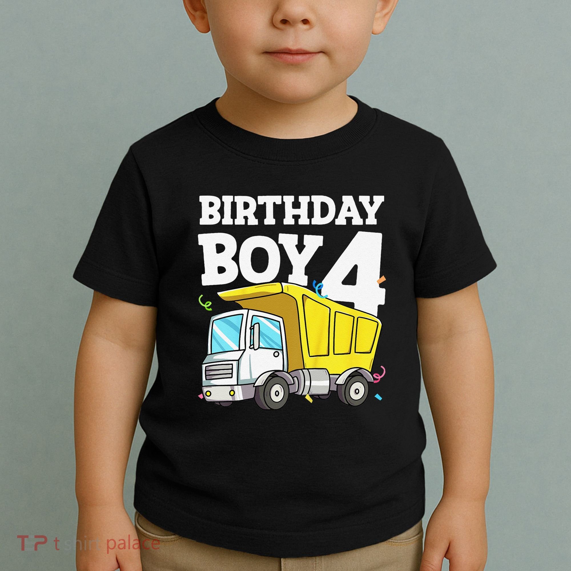 Birthday 4 Four Construction Truck 4th Birthday (1) Toddler T-Shirt