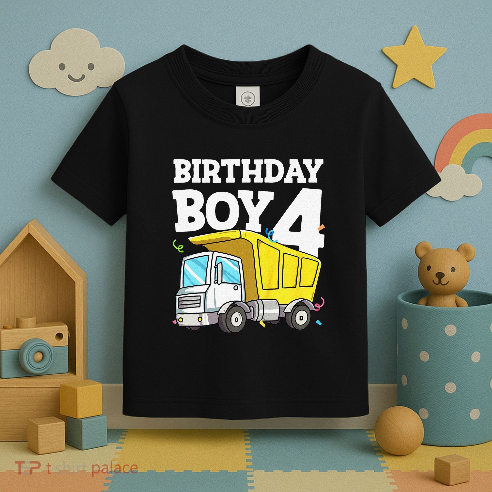 Birthday 4 Four Construction Truck 4th Birthday (1) Toddler T-Shirt