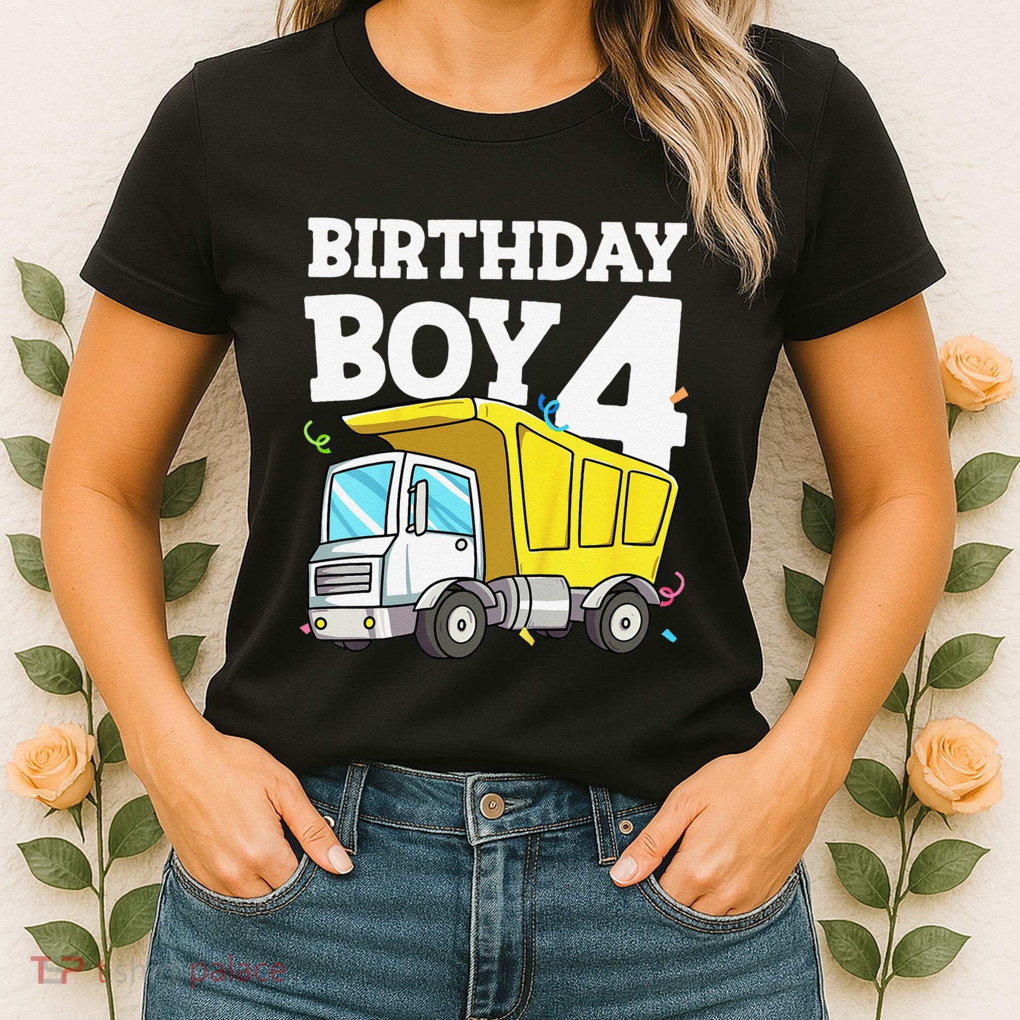 Birthday 4 Four Construction Truck 4th Birthday (1) Women's T-Shirt