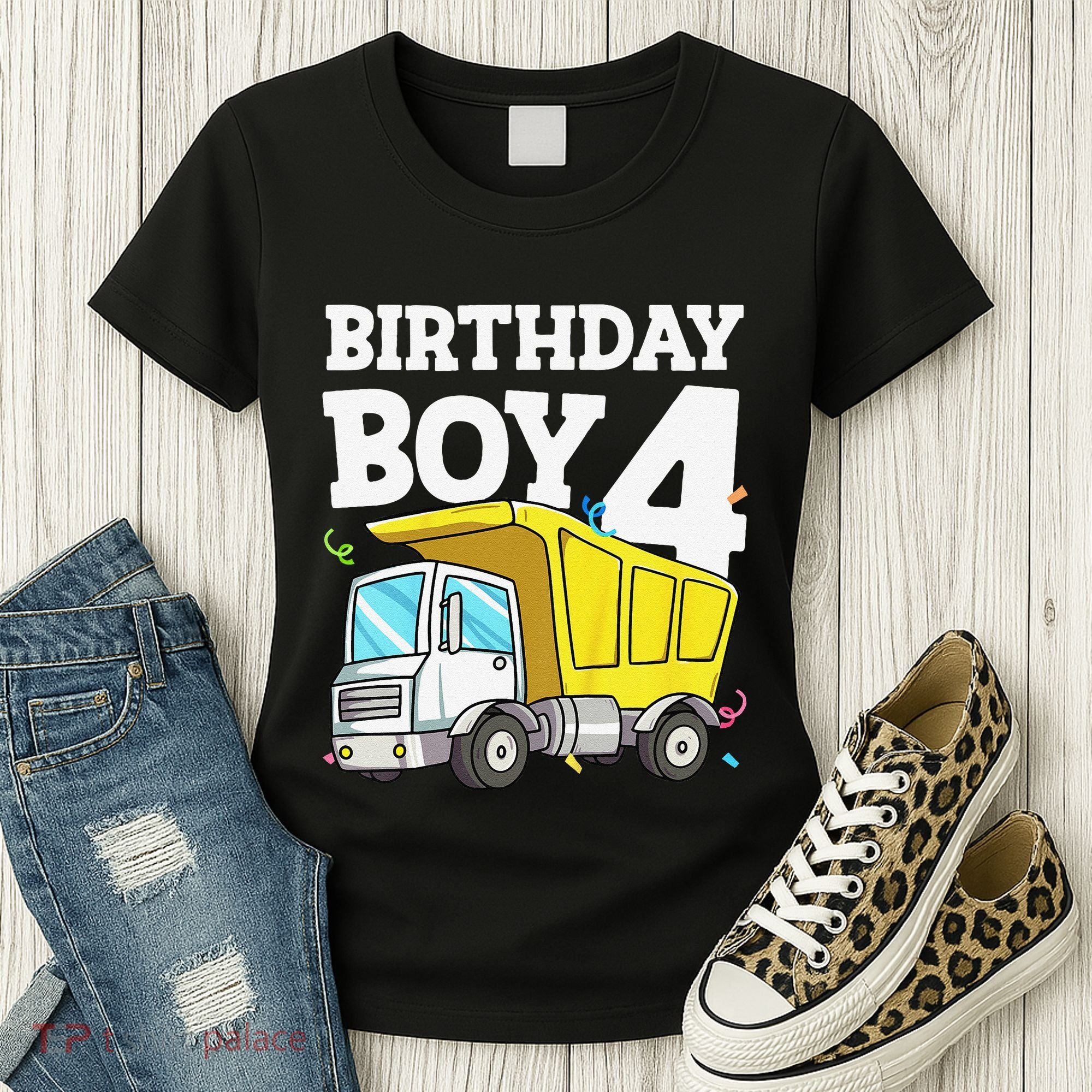 Birthday 4 Four Construction Truck 4th Birthday (1) Women's T-Shirt