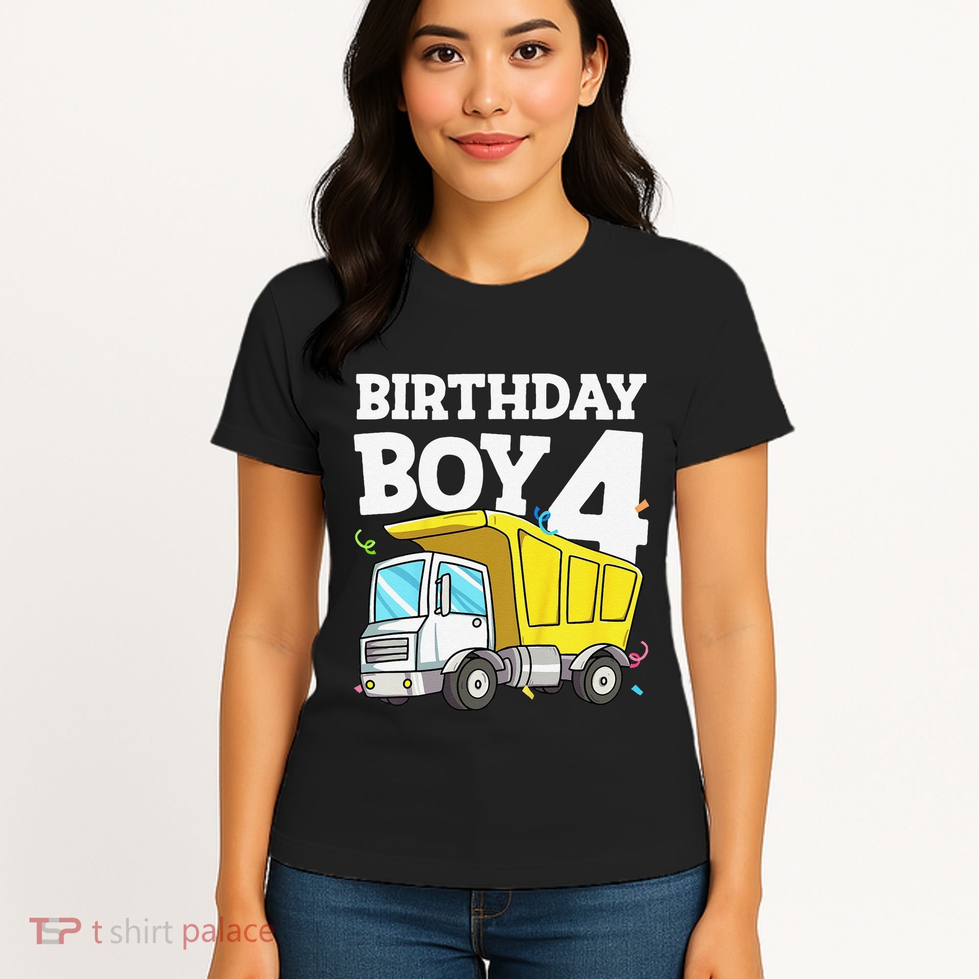 Birthday 4 Four Construction Truck 4th Birthday (1) Women's T-Shirt