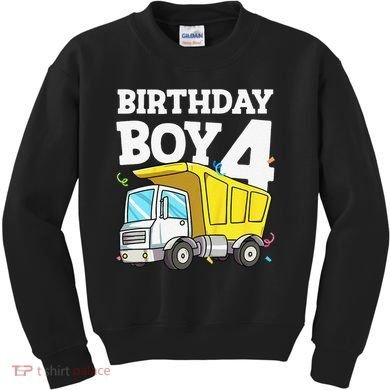 Birthday 4 Four Construction Truck 4th Birthday (1) Kids Sweatshirt