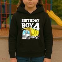Birthday 4 Four Construction Truck 4th Birthday (1) Kids Hoodie thumb 3