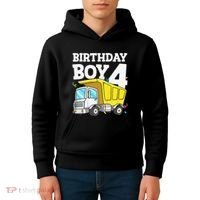 Birthday 4 Four Construction Truck 4th Birthday (1) Kids Hoodie thumb 4