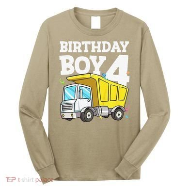 Birthday 4 Four Construction Truck 4th Birthday (1) Long Sleeve Shirt