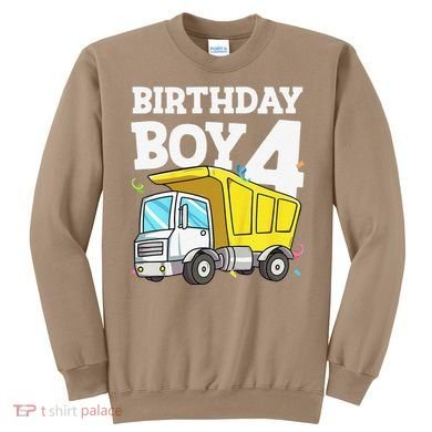 Birthday 4 Four Construction Truck 4th Birthday (1) Sweatshirt
