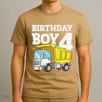 Birthday 4 Four Construction Truck 4th Birthday (1) T-Shirt thumb 3