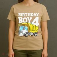 Birthday 4 Four Construction Truck 4th Birthday (1) T-Shirt thumb 4