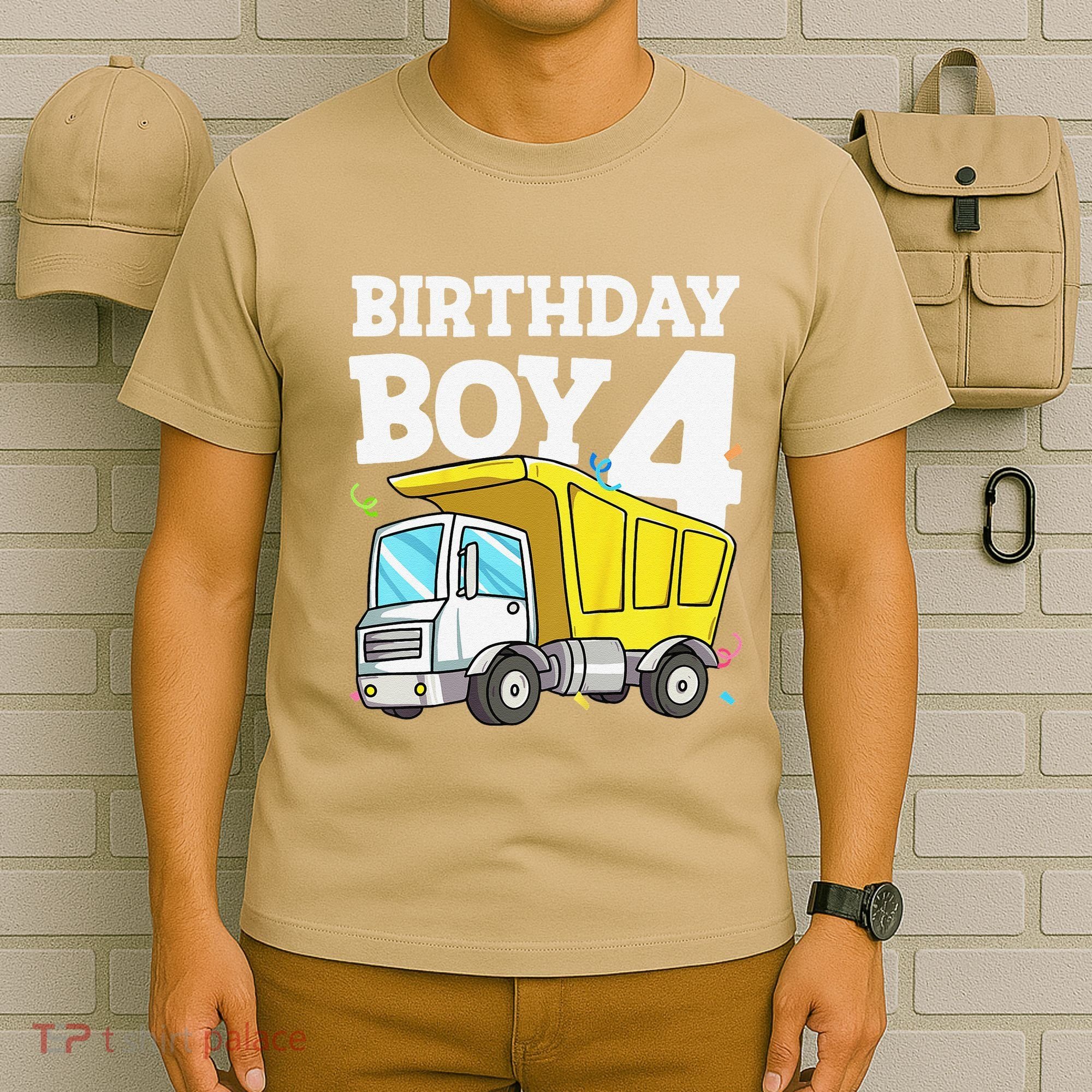 Birthday 4 Four Construction Truck 4th Birthday (1) T-Shirt