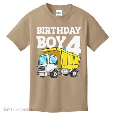Birthday 4 Four Construction Truck 4th Birthday (1) Kids T-Shirt