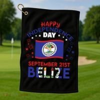 Belize 43rd Independence Day Belizean Pride Belize Flag Golf Towel thumb 1