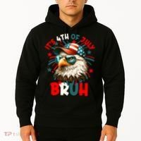 Bruh 4th Of July Bald Eagle Funny Hoodie thumb 2