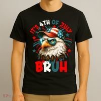 Bruh 4th Of July Bald Eagle Funny T-Shirt thumb 3