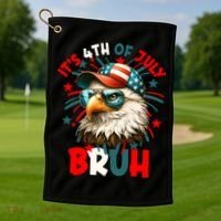 Bruh 4th Of July Bald Eagle Funny Golf Towel thumb 1