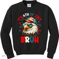 Bruh 4th Of July Bald Eagle Funny Kids Sweatshirt thumb 0