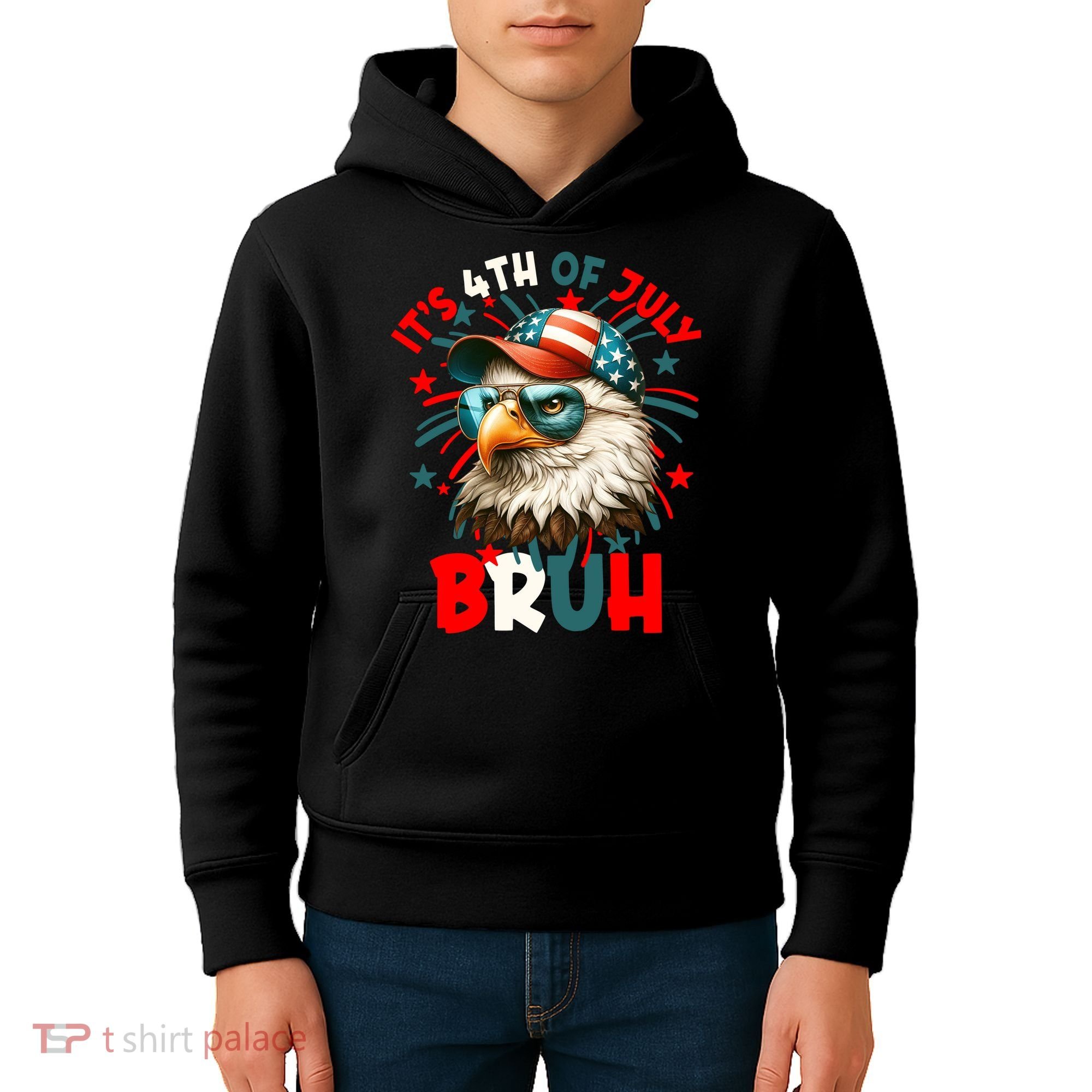 Bruh 4th Of July Bald Eagle Funny Kids Hoodie