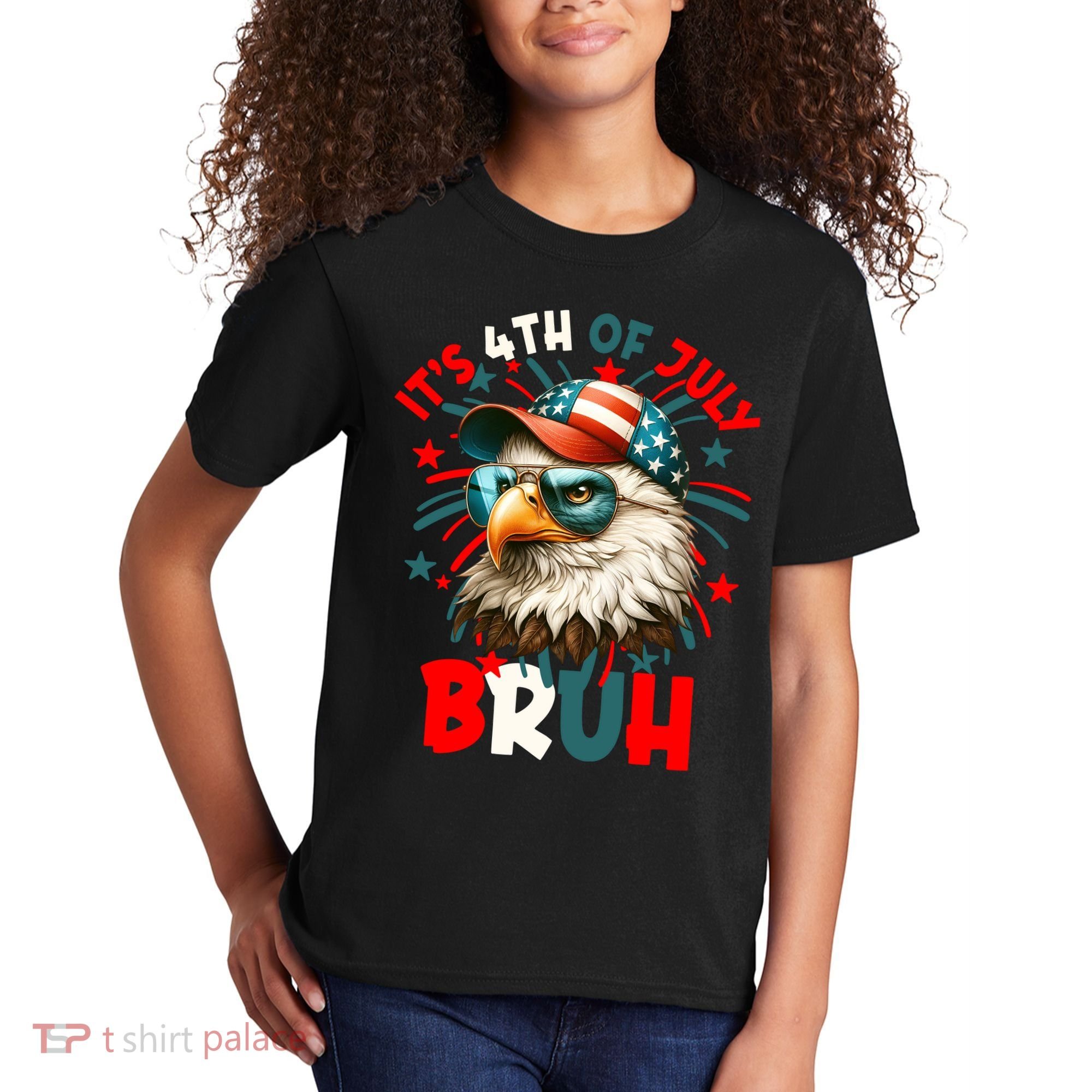 Bruh 4th Of July Bald Eagle Funny Kids T-Shirt