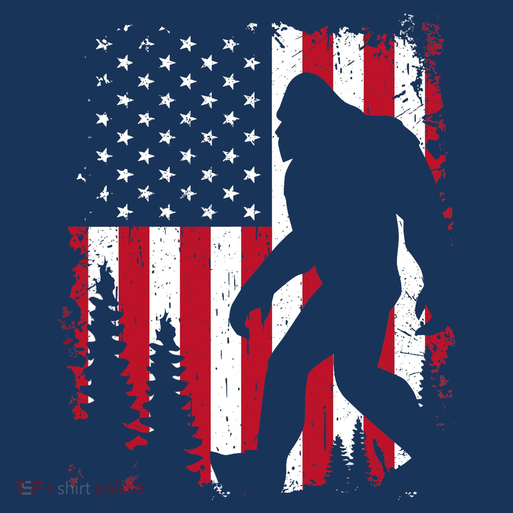 Bigfoot 4th of July American USA Flag Patriotic T-Shirt