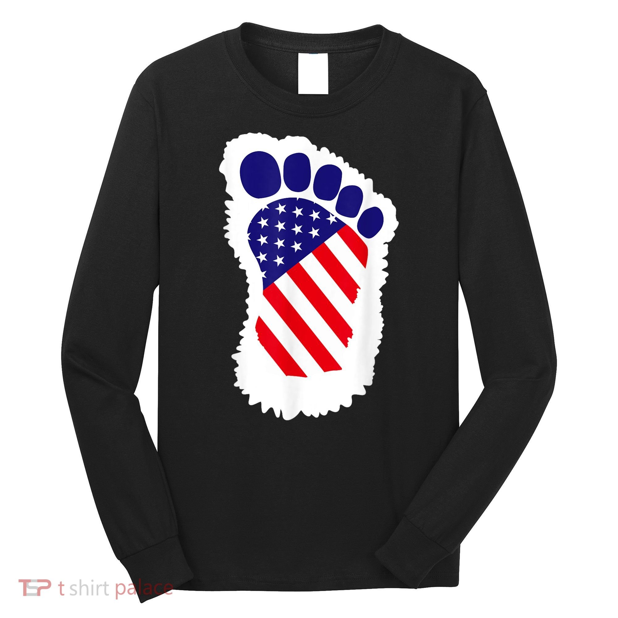 Bigfoot 4th Of July Bigfoot American Flag Long Sleeve Shirt