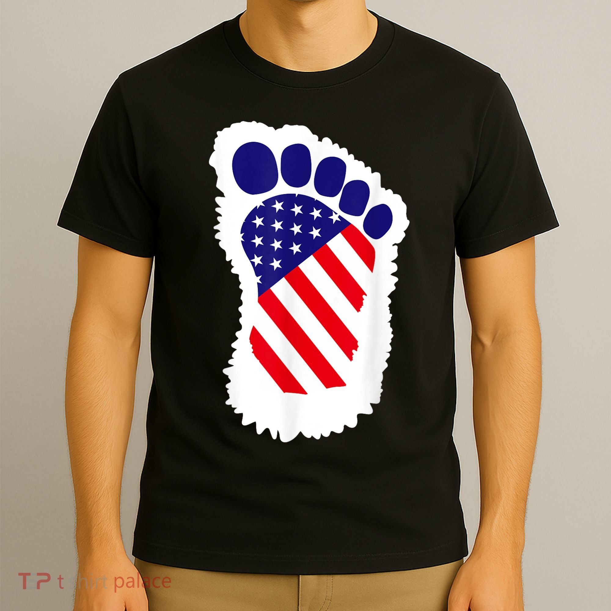 Bigfoot 4th Of July Bigfoot American Flag T-Shirt