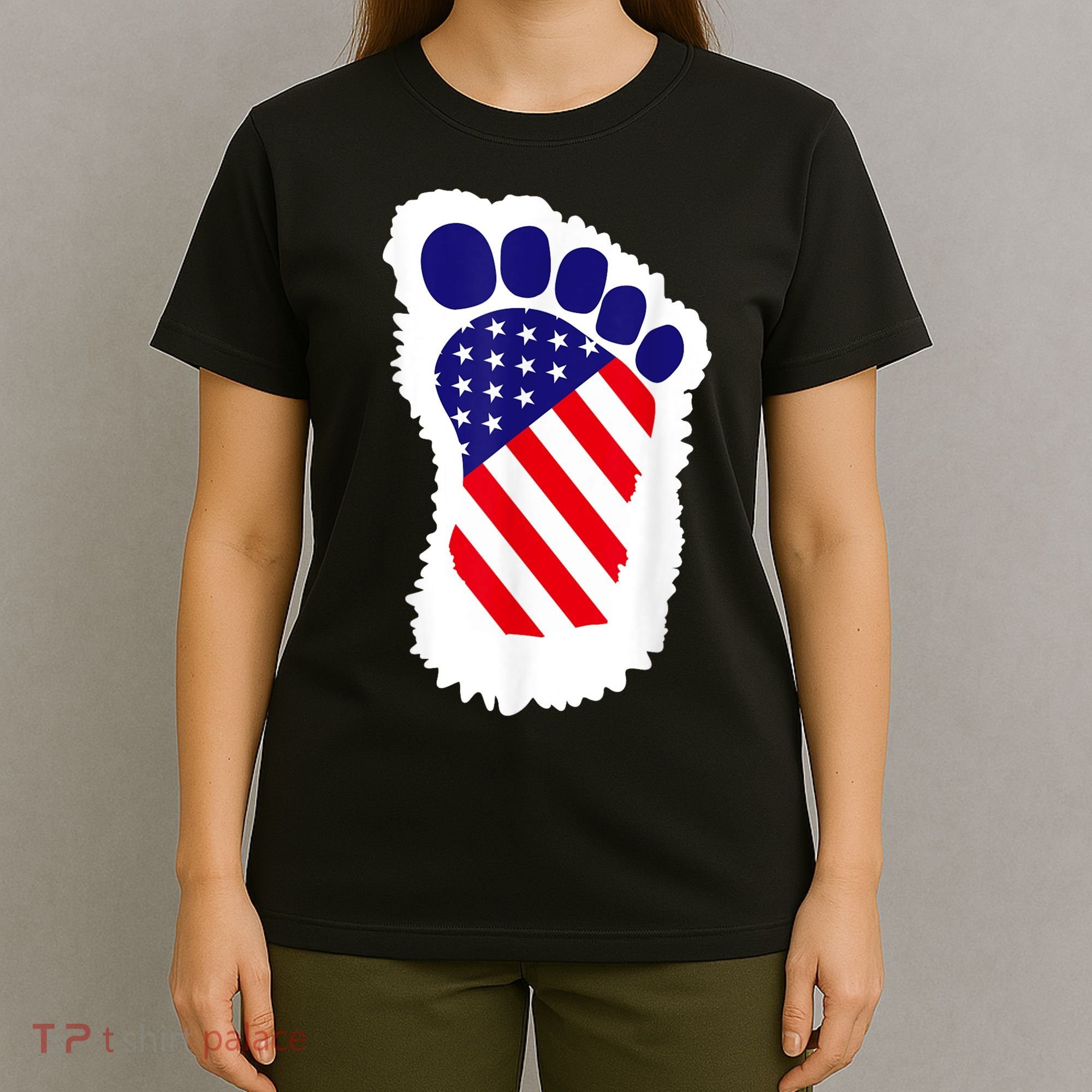 Bigfoot 4th Of July Bigfoot American Flag T-Shirt