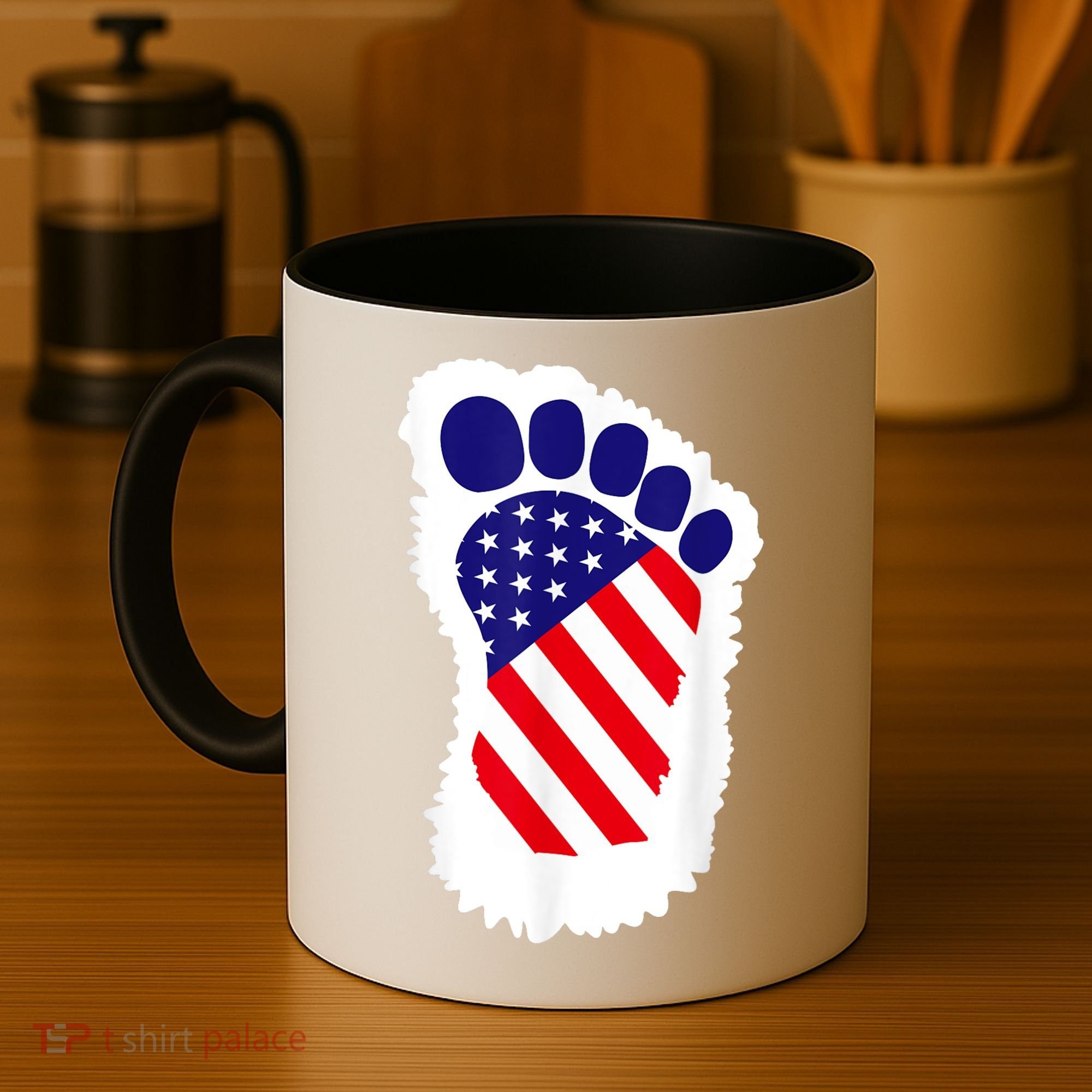 Bigfoot 4th Of July Bigfoot American Flag Coffee Mug