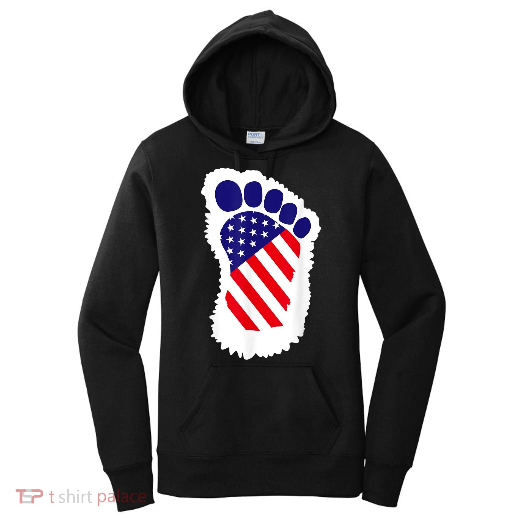 Bigfoot 4th Of July Bigfoot American Flag Women's Hoodie