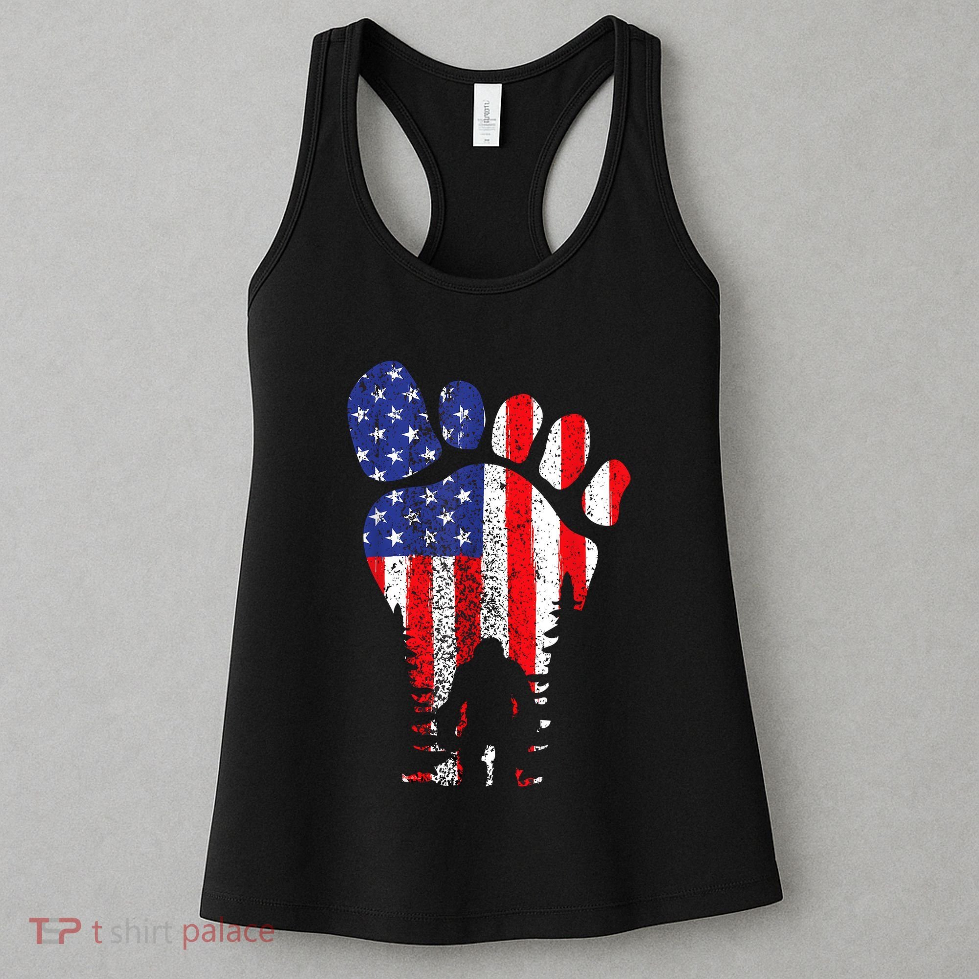 Bigfoot 4th Of July Sasquatch American Flag Patriotic Women's Tank Top