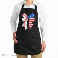 Baseball 4th Of July Coquette Bow Women Baseball Mom Apron thumb 2