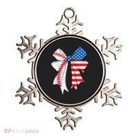 Baseball 4th Of July Coquette Bow Women Baseball Mom Ornament thumb 0