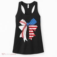 Baseball 4th Of July Coquette Bow Women Baseball Mom Women's Tank Top thumb 0