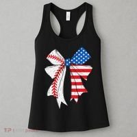 Baseball 4th Of July Coquette Bow Women Baseball Mom Women's Tank Top thumb 3