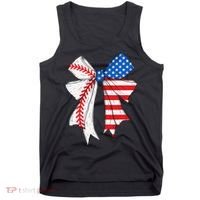 Baseball 4th Of July Coquette Bow Women Baseball Mom Tank Top thumb 0