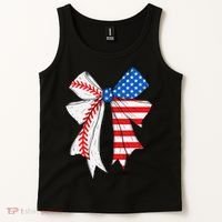 Baseball 4th Of July Coquette Bow Women Baseball Mom Tank Top thumb 2