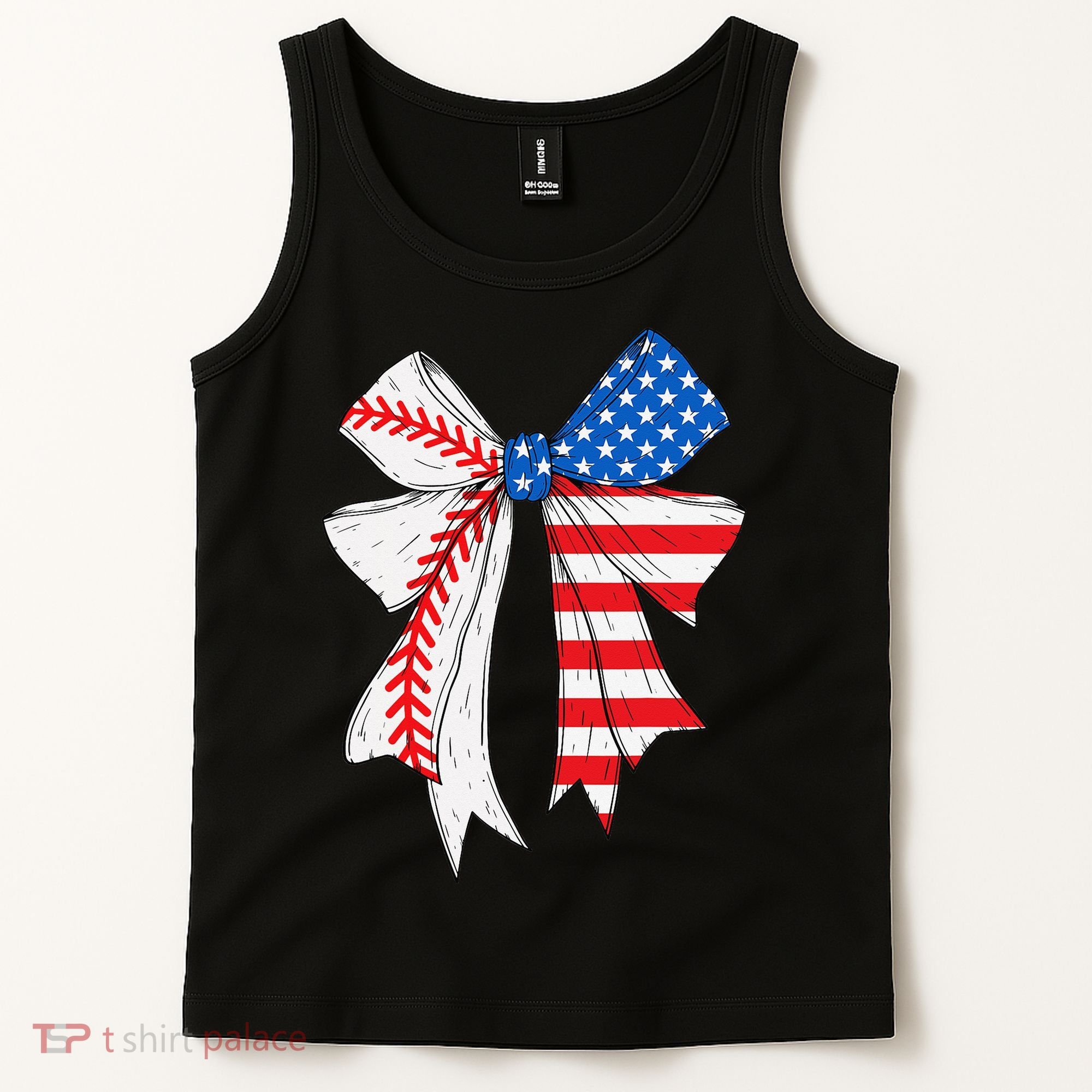 Baseball 4th Of July Coquette Bow Women Baseball Mom Tank Top