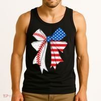 Baseball 4th Of July Coquette Bow Women Baseball Mom Tank Top thumb 3