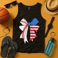 Baseball 4th Of July Coquette Bow Women Baseball Mom Tank Top thumb 4