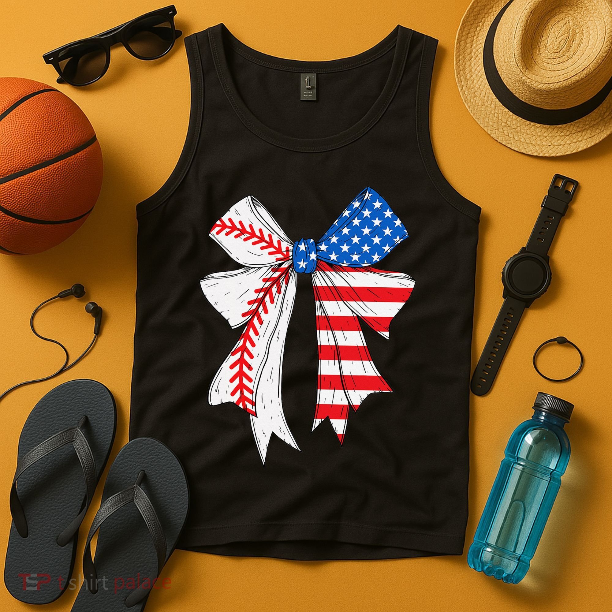 Baseball 4th Of July Coquette Bow Women Baseball Mom Tank Top