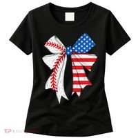 Baseball 4th Of July Coquette Bow Women Baseball Mom Women's T-Shirt thumb 0