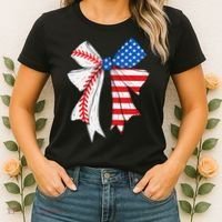 Baseball 4th Of July Coquette Bow Women Baseball Mom Women's T-Shirt thumb 2