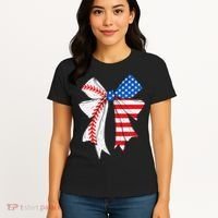Baseball 4th Of July Coquette Bow Women Baseball Mom Women's T-Shirt thumb 4