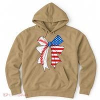 Baseball 4th Of July Coquette Bow Women Baseball Mom Hoodie thumb 0