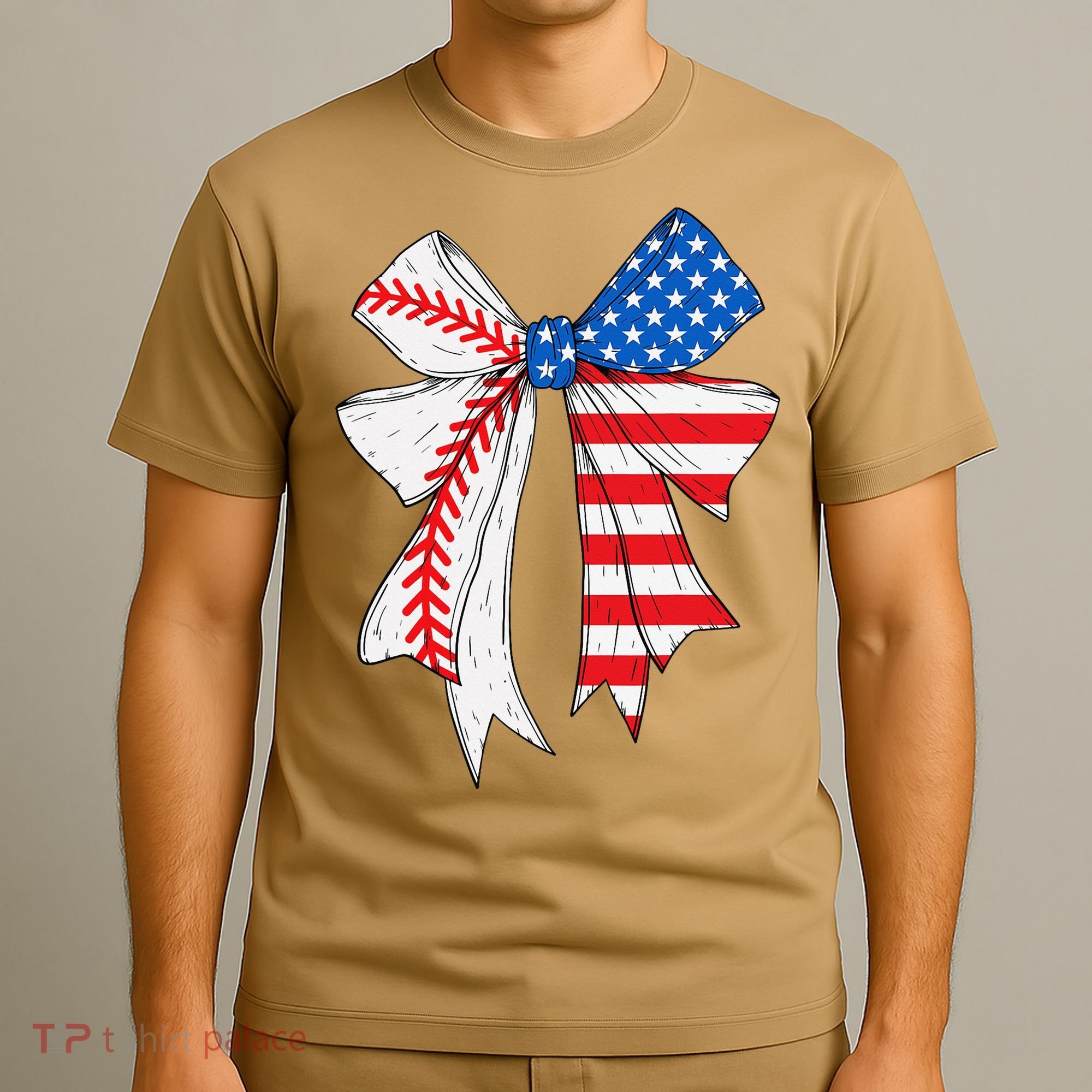 Baseball 4th Of July Coquette Bow Women Baseball Mom T-Shirt