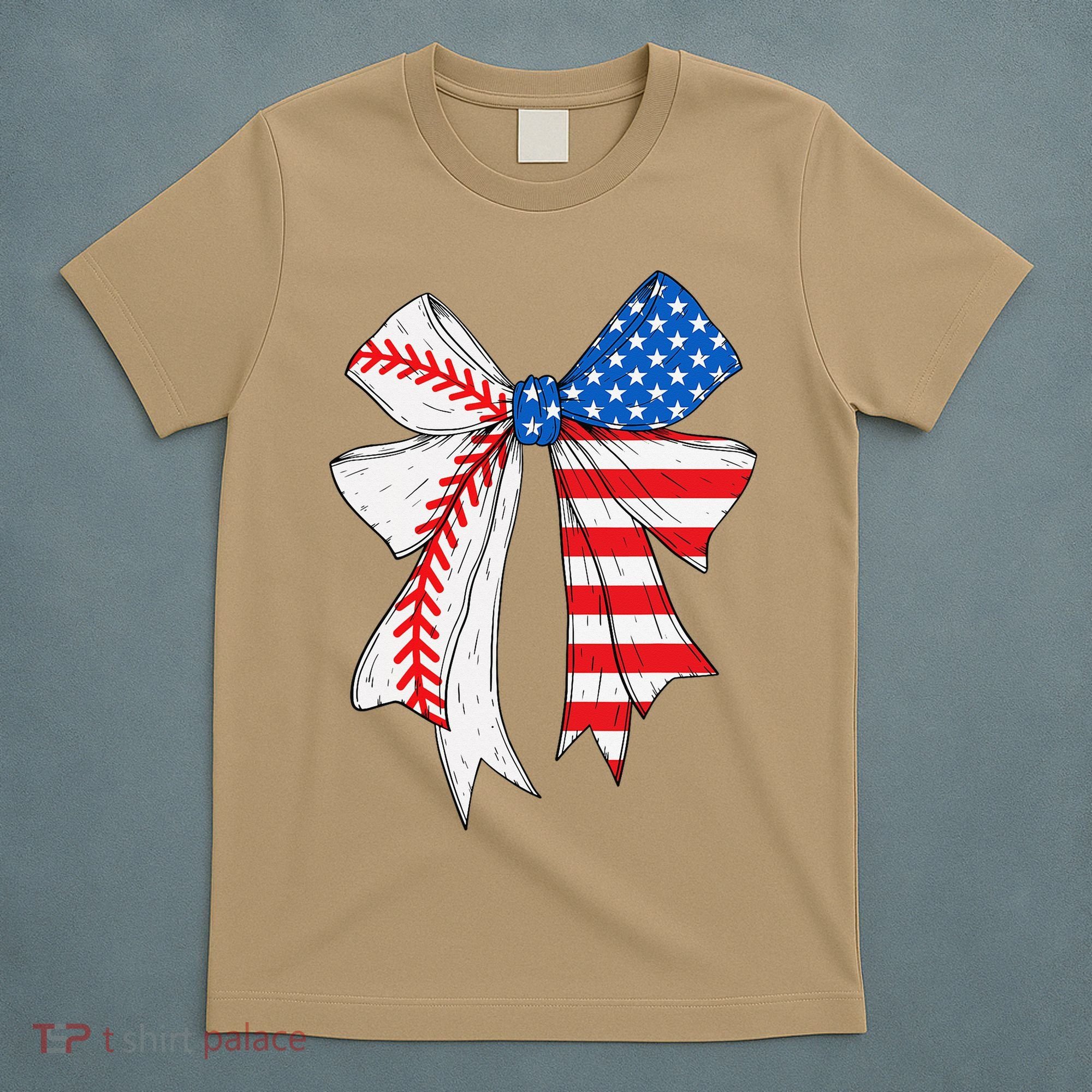 Baseball 4th Of July Coquette Bow Women Baseball Mom T-Shirt