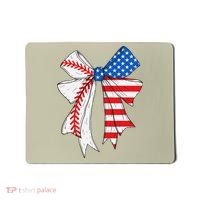 Baseball 4th Of July Coquette Bow Women Baseball Mom Mousepad thumb 0