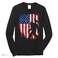 Bigfoot 4th of July Bald Eagle American USA Flag Patriotic Long Sleeve Shirt thumb 0