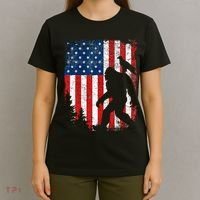 Bigfoot 4th of July Bald Eagle American USA Flag Patriotic T-Shirt thumb 4