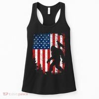 Bigfoot 4th of July Bald Eagle American USA Flag Patriotic Women's Tank Top thumb 0
