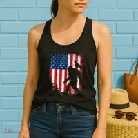 Bigfoot 4th of July Bald Eagle American USA Flag Patriotic Women's Tank Top thumb 2